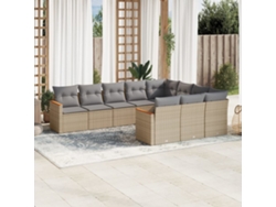 Conjunto de sofá de jardín de 10 piezas con cojines en mimbre beige mixto DKD Home Decor