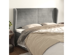 Cabecero Con Orejas De Terciopelo Gris Claro 163x23x118/128 Cm