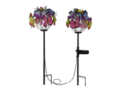Paquete De 2 Luces Solares Led Con Forma De Mariposa, Impermeables, Para Caminos De Jardín Y Paisajismo.
