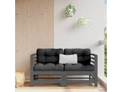 Sofás esquineros con cojines, 2 piezas, pino macizo, gris, Lovely Home