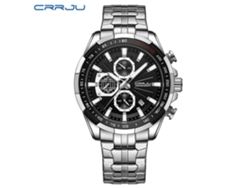 Reloj multifuncional impermeable para hombre con correa de acero inoxidable (negro), calendario redondo.