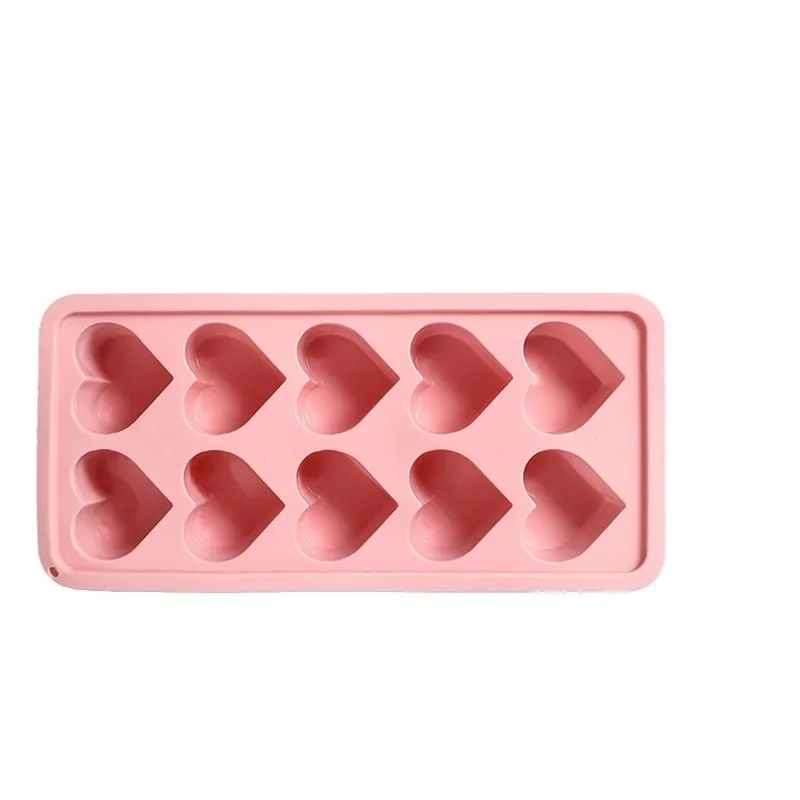 Forma de Gelo em Formato de Coração com 10 Furos, Feita de Silicone Resistente Ao Calor. MDUG