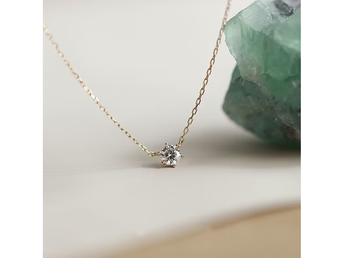 Colgante De Plata De Ley 925 (oro), Versátil Collar De Diamantes Con Un Solo Diamante Y Seis Puntas, Estilo Lujoso Y De Alta Gama.