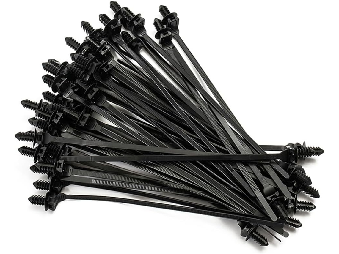 Paquete De 100 Bridas De Nailon Negras Para Cables De Coche