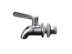 Grifo de agua de acero inoxidable de 16 mm con palanca y conexión para recipiente.