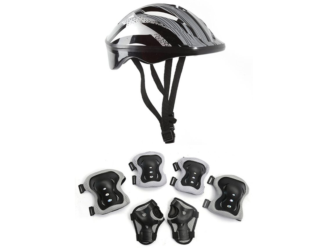 (negro) Conjunto De Equipo De Protección Para Ciclismo De 7 Piezas, Incluidas Muñequeras