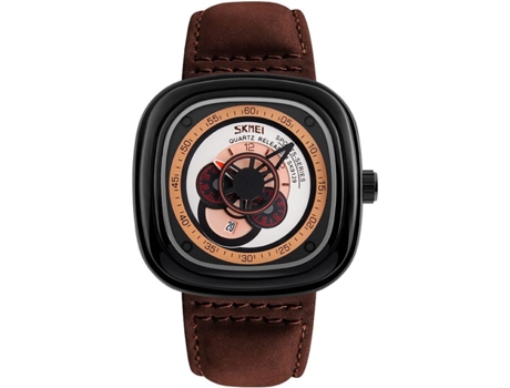VEANXIN Reloj deportivo cuadrado Reloj impermeable de cuero importado-negro