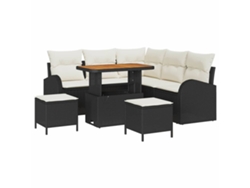 Maison Exclusive - Conjunto de sofá de jardín de 8 piezas con cojines, negro y crema.