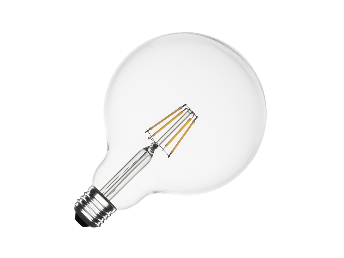 Bombilla LED Filamento E27 6w 720lm G125 Sin Parpadeo 2700k Blanco Cálido Ledkia