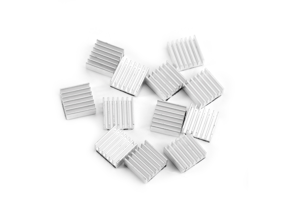 Kit De Disipadores De Calor De Aluminio Pequeño Con Adhesivo 12 Piezas 14x14x6mm