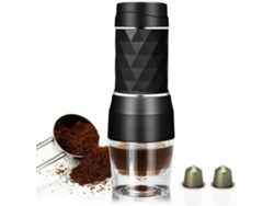 Cafetera portátil 2 en 1 con cápsulas de extracto concentrado y polvo prensado a mano, de doble uso, color negro Cuich