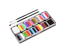 Kit Profesional De Pintura Facial Y Corporal, 12 Colores, Paleta Activada Con Agua, Diseño Arcoíris, Para Halloween, Festivales, Cosplay, Seguro E Hipoalergénico.