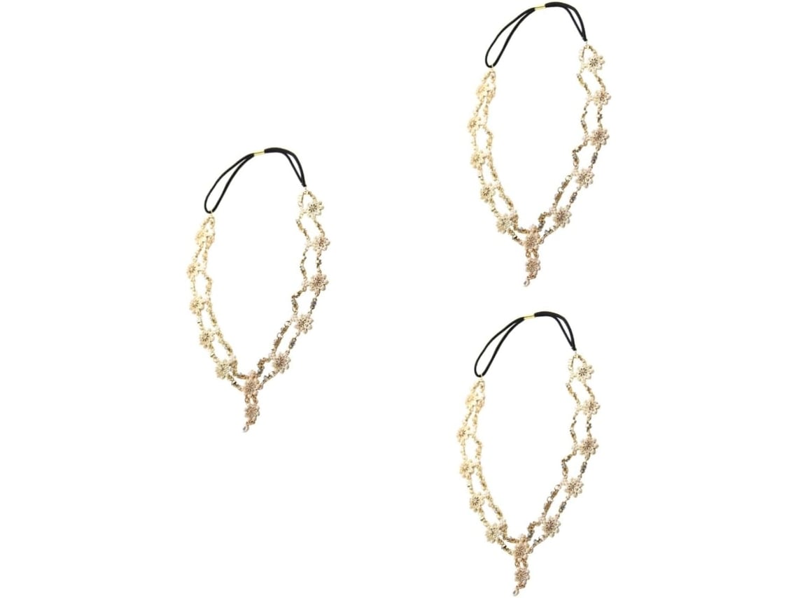 Conjunto De 3 Peças De Tiara Elástica Com Flores E Acessório Elegante Para Cabelo, Ideal Para Fotografia De Casamento.