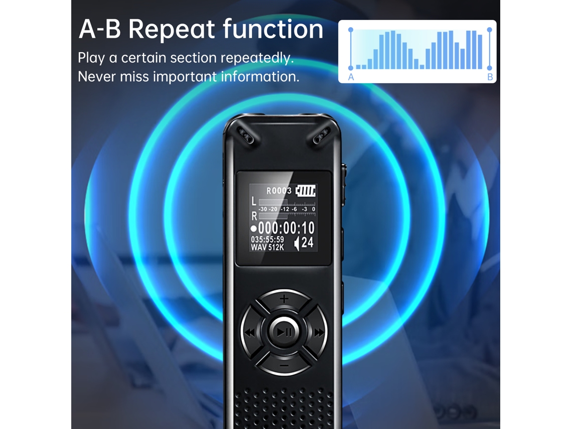 Grabadora De Voz Digital De 8 Gb Con Activación Por Voz, Grabadora De Audio, Reproductor De Mp3, 572 Horas De Autonomía, Contraseña, Usb 2.0 Para Clases, Reuniones Y Entrevistas.
