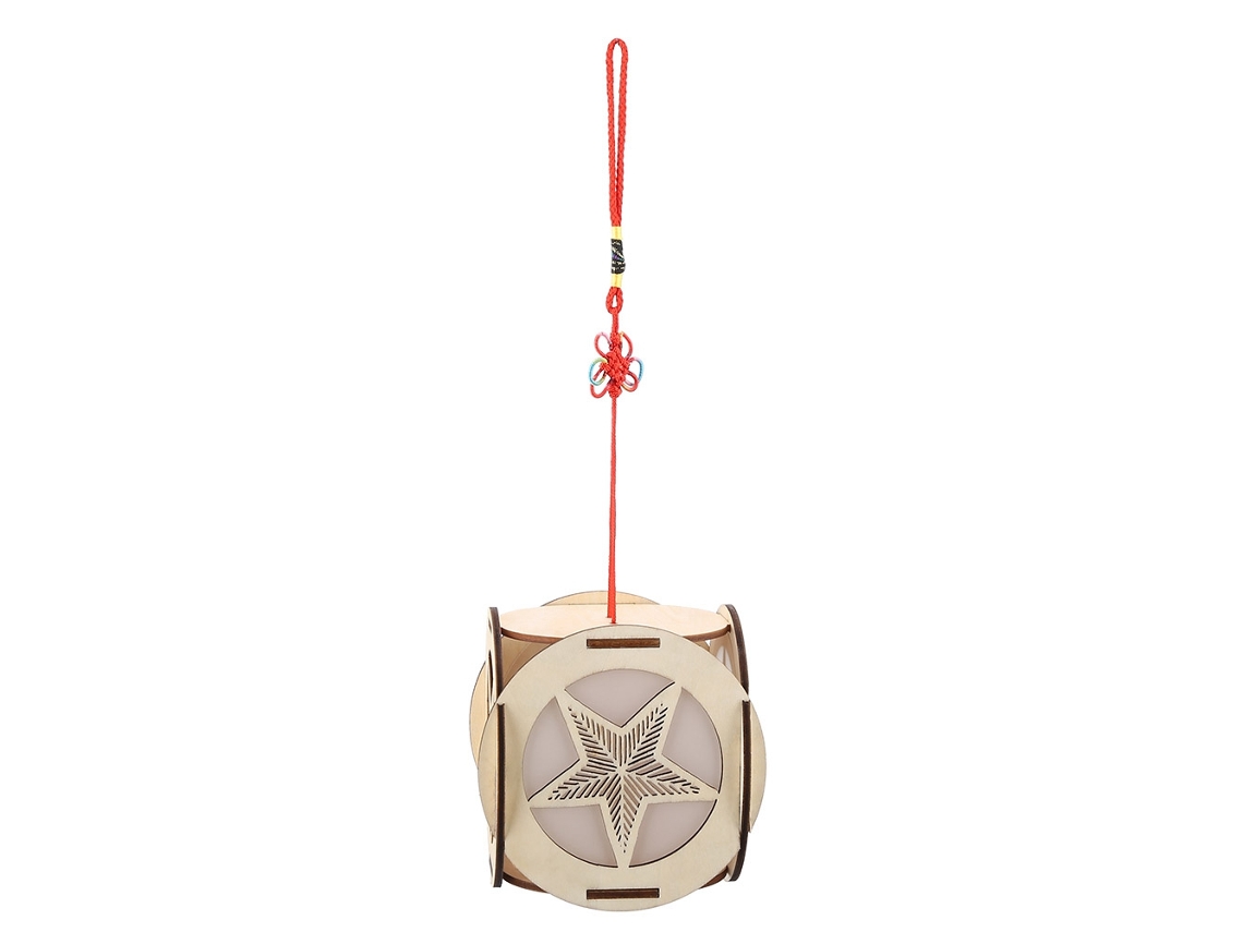 Lámpara De Noche Decorativa De Madera Con Hueco Calado Y Farol De Nudo Chino