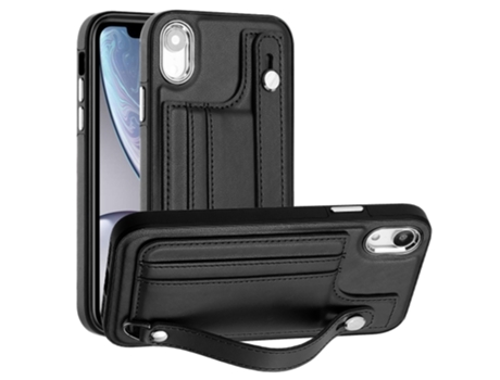 Funda Mobile Phone Cases Shockproof With Wrist para iPhone XR Piel Marrón