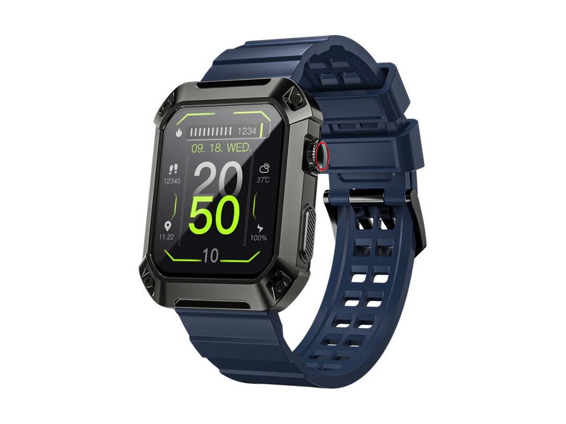 Reloj inteligente Lokmat Ocean 2 Pro negro con pantalla HD de 1,85 pulgadas, Bluetooth, función de llamada, monitor de frecuencia cardíaca, monitor de presión arterial, monitor de SpO2, batería de 450 mAh.
