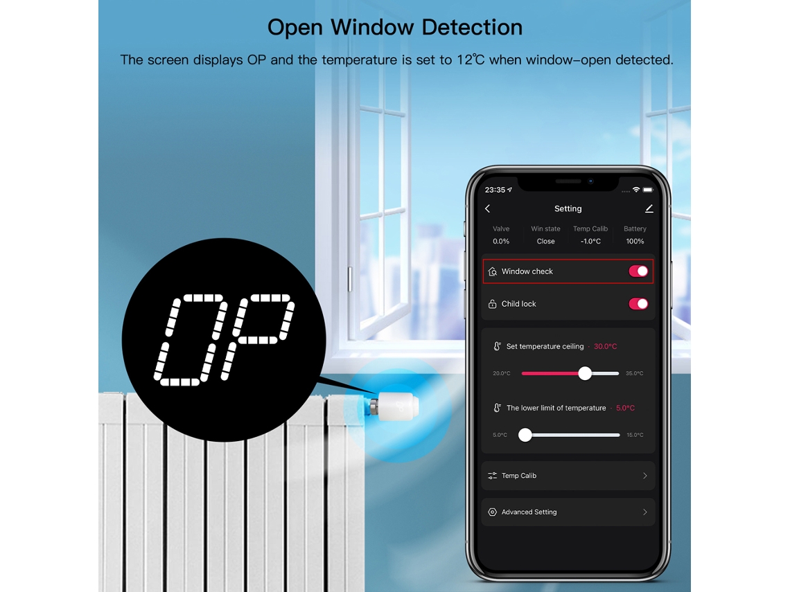 Termostato Inteligente Trv Con Wifi, Control Mediante Aplicación Y Alexa Para Calefacción Doméstica.