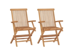 Sillas de jardín plegables de 2 piezas DKD Home Decor de madera maciza de teca