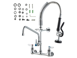 Grifo para fregadero de cocina Succebuy, montaje en pared, comercial, manguera de enjuague, 21 pulgadas de alto