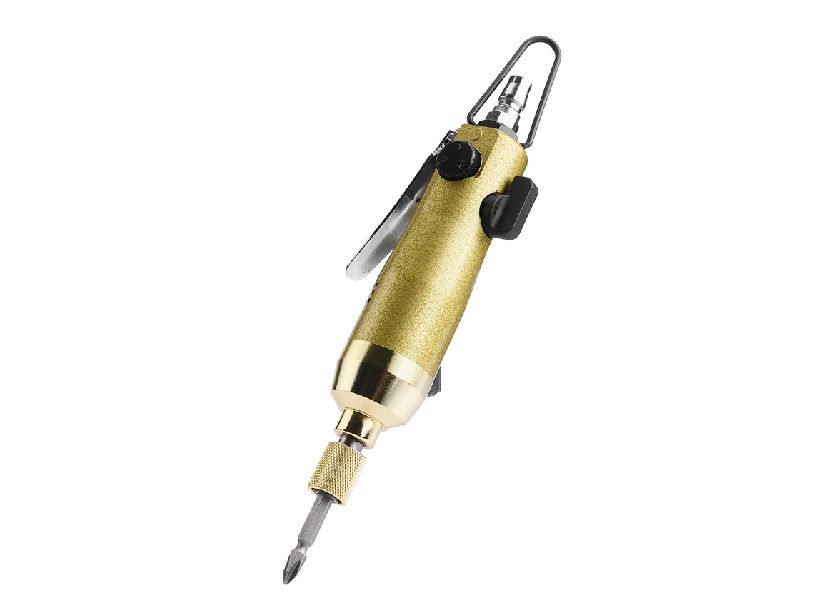 Destornillador neumático industrial reversible de 9000 rpm, de acero dorado de 1/4'' con velocidad ajustable.
