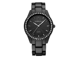 Reloj De Cuarzo Para Mujer Con Cristales De Imitación De Diamantes, Brazalete De Acero, Resistente Al Agua Hasta 30 M, Color Negro.