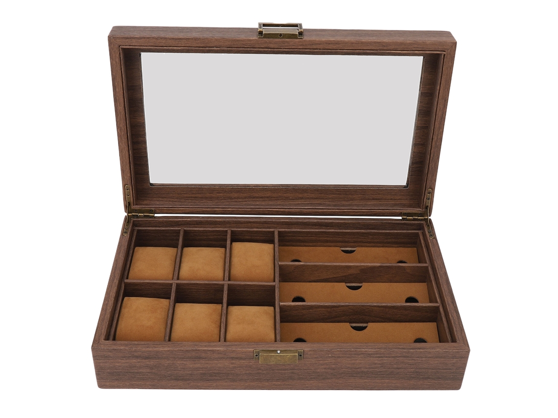 Caja De Madera Antigua Para Relojes, A Prueba De Polvo Y Agua, Organizador Con Tapas De Cristal.