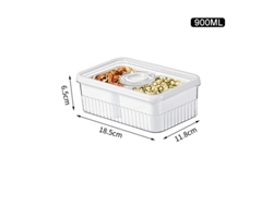 Caja transparente para refrigerador, contenedor para alimentos, cesta para frutas y verduras. Mdug (900 ml, dos compartimentos)