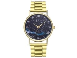 Reloj De Cuarzo Unisex De Pulsera Casual Con Dial Redondo Estrella Y Correa De Acero