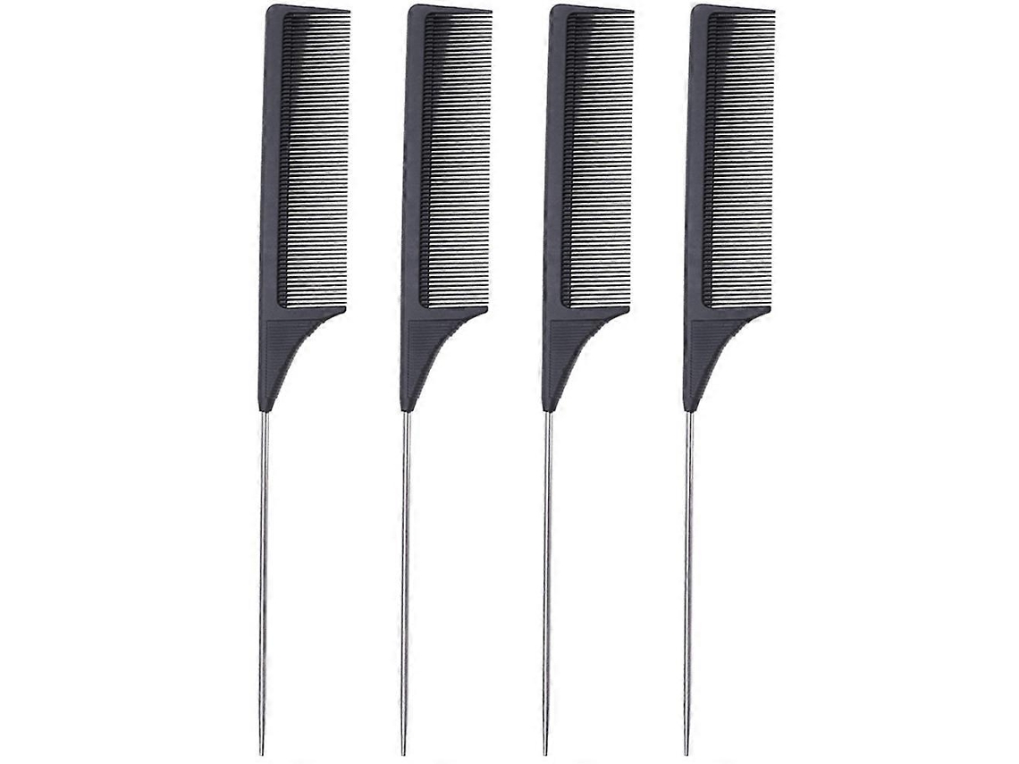 Accesorios de barbería: Peine de mango largo para separar y peinar el cabello, se desliza suavemente por el cabello (4 piezas)