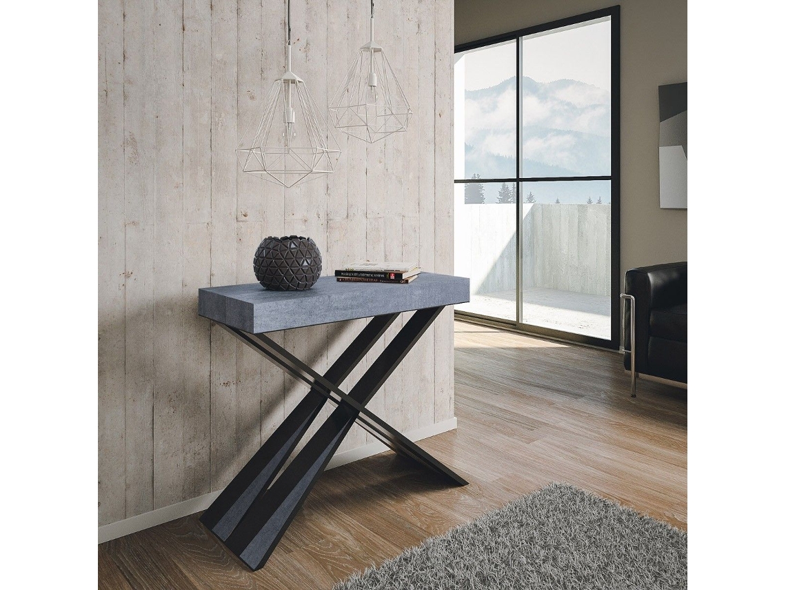 Consolas Diago Small Premium Extensible hasta 196 cm ITAMOBY (90 x 40 x 77 cm - Paneles de Melamina - Cemento)