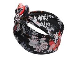 Diadema estilo turbante de algodón floral, diseño primaveral, blanco y negro, AVIZAR