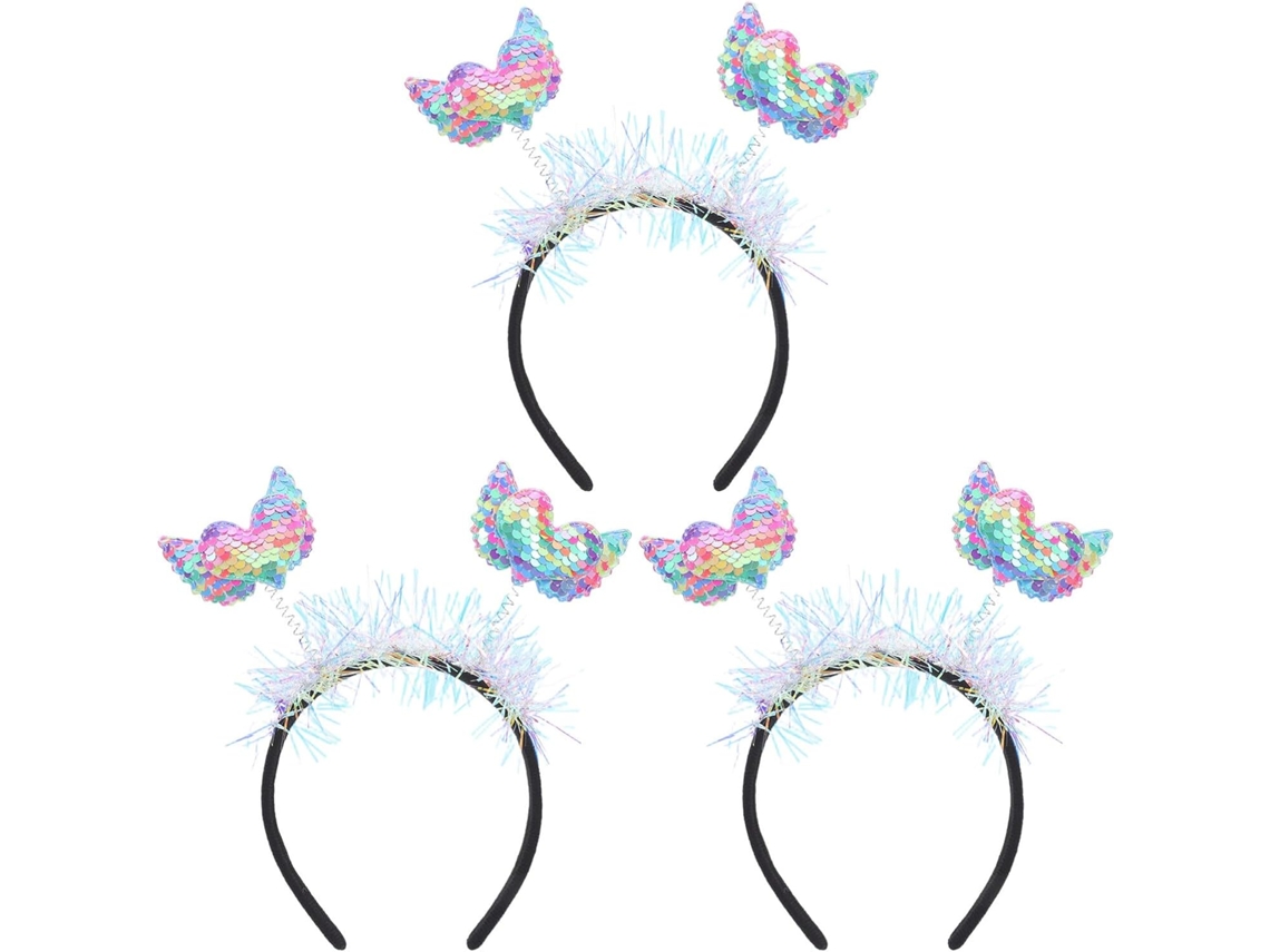 3 Pièces Bandeau Saint, Valentin En Velours Ailes Y Cœur Scintillant