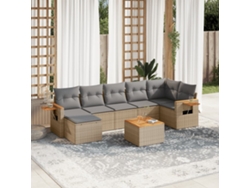 Conjunto de sofá de jardín con cojines, mimbre beige PE Dkd Home Decor