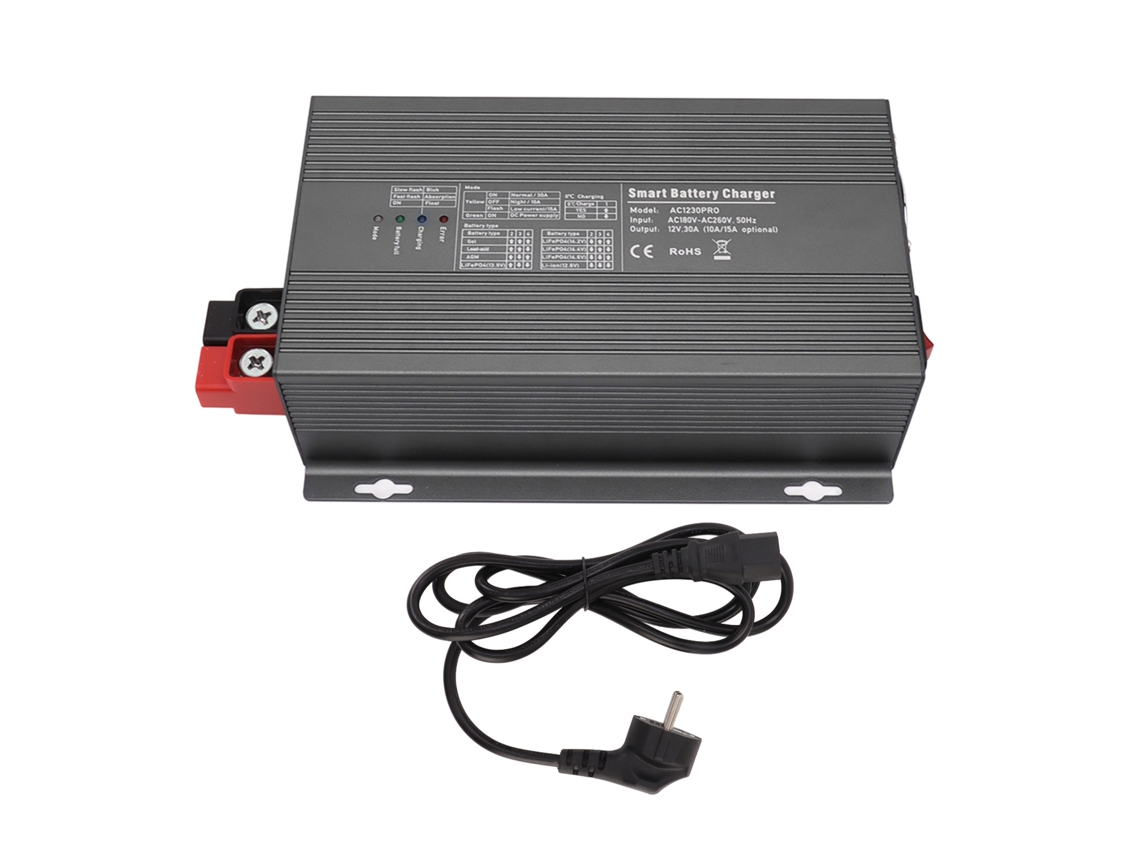 Cargador de batería solar con 4 etapas de carga y compensación automática