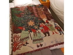 Manta Navideña De Sherpa Roja De 160x130 Cm Para Cama Y Sofá.