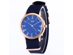 Reloj De Pulsera De Nylon Con Piedras Strass Para Estudiantes De Moda J55 Azul