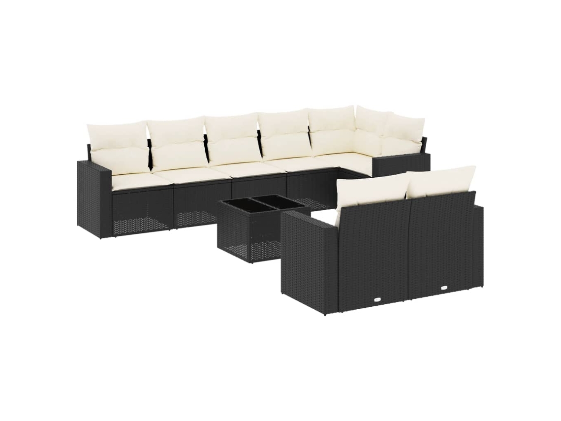 Maison Exclusive - Set De Sofás De Jardín 8 Piezas Y Cojines Ratán Sintético Negro