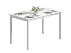 Mesa De Comedor Extensible, De 80 A 120 Cm, Apta Para 4 A 6 Personas, Mesa De Cocina Con Extensión Deslizante, Color Blanco.