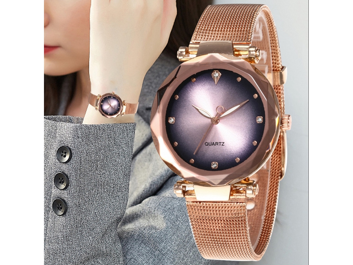Reloj De Pulsera De Aleación Para Hombre Con Movimiento De Cuarzo Sencillo Y Moderno, Color Rosa.