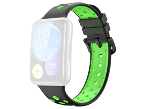 Correa de Silicona dos colores liberación rápida para Huawei Watch Fit 2 - negro/verde fluorescente