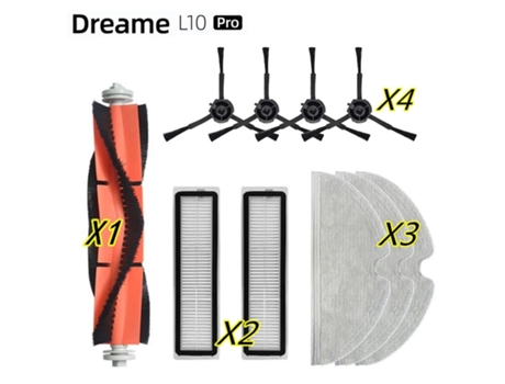 10 piezas para Dreame Bot L10 Pro versión UE/versión Global piezas de aspiradora robótica Kits de cepillo lateral principal filtros fregona trapo