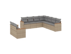 Conjunto 9 de sofás jardín con cojines beige mezcla VIDAXL ratán PE