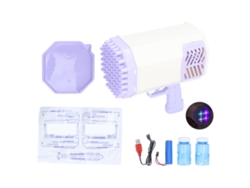 Máquina De Burbujas 69 Agujeros Portátil Con Luz Para Niños Actividades Al Aire Libre Regalo De Cumpleaños (morado Blanco)