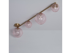 LEDKIA Lámpara de Techo Metal y Cristal Moonlight Brass 4 Focos Rosa