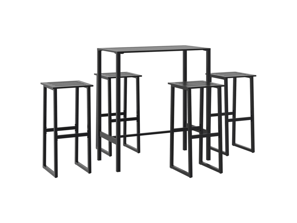 Maison Exclusive - Conjunto De Bar Para Jardim 5 Pcs Aço Revestido A Pó Preto
