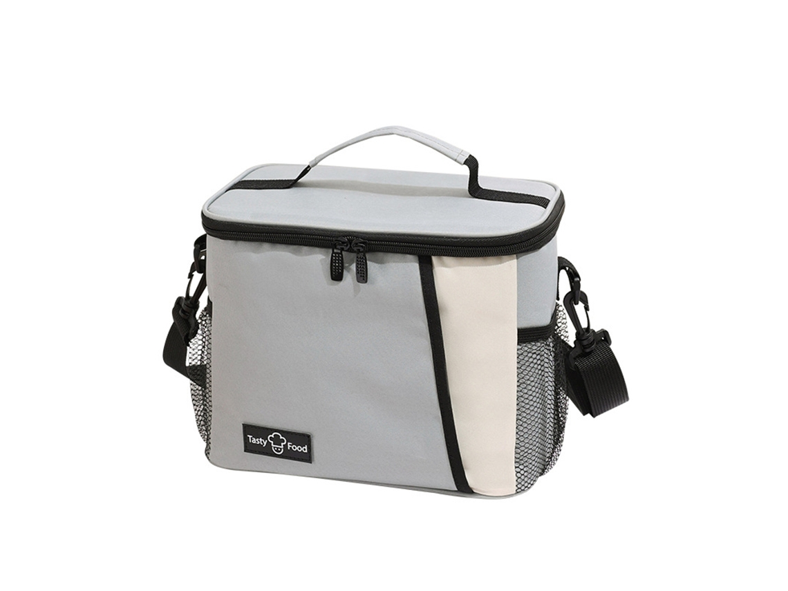 Bolsa térmica grande reutilizable para el almuerzo con correa ajustable para el hombro, fabricada en tela Oxford. MDUG (gris)