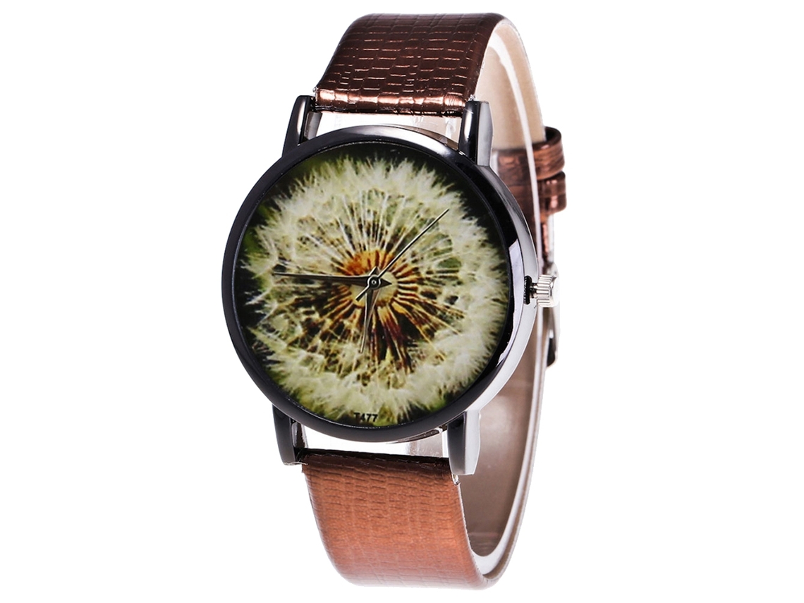 Reloj De Pulsera Unisex De Moda En Piel Sintética Con Movimiento De Cuarzo, Color Café.