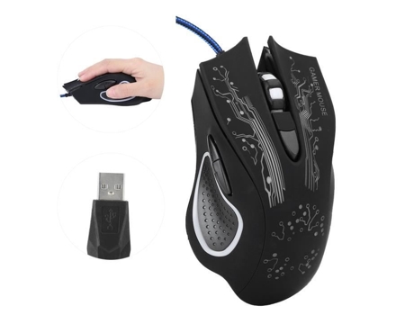 HURRISE Ratón para Juegos con Cable Ratón para Juegos con Cable Led Luminoso 6 Teclas Teclado USB para computadora para Oficina en casa