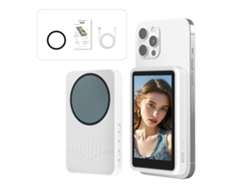 Pantalla selfie inalámbrica con Bluetooth, soporte magnético para pantalla trasera de 4 pulgadas, modelo C92 blanco con luz de relleno. Yunzii